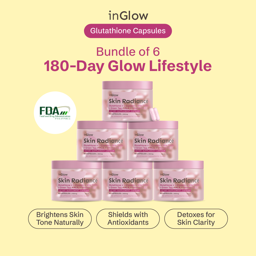 inGlow Glutathione Capsules | Bundle of 6 - For Skin Brightening, Detox & Antioxidant Support