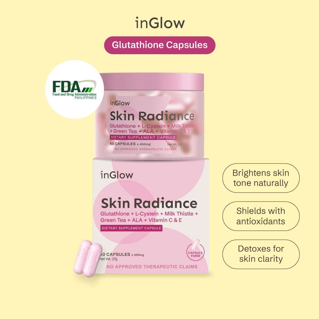 inGlow Glutathione Capsules With Vitamin C, Milk Thistle, ALA, L-Cysteine & Green Tea – For Skin Brightening, Detox & Antioxidant Support